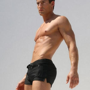 Men’s short swim trunks with zipper pocket