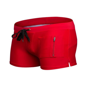 Men’s short swim trunks with zipper pocket