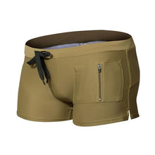 Men’s short swim trunks with zipper pocket