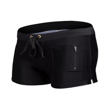 Men’s short swim trunks with zipper pocket