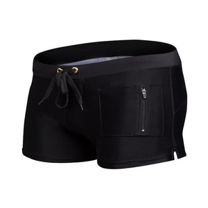 Men’s short swim trunks with zipper pocket